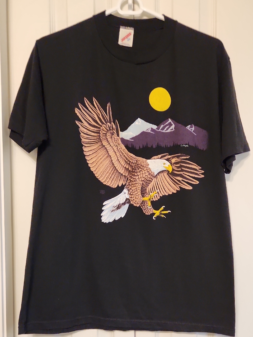 Vintage Jerzees Eagle Moon And Mountains Single Stitch Tshirt